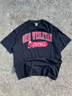 Vintage Ohio Wesleyan Football Black Graphic Tee
